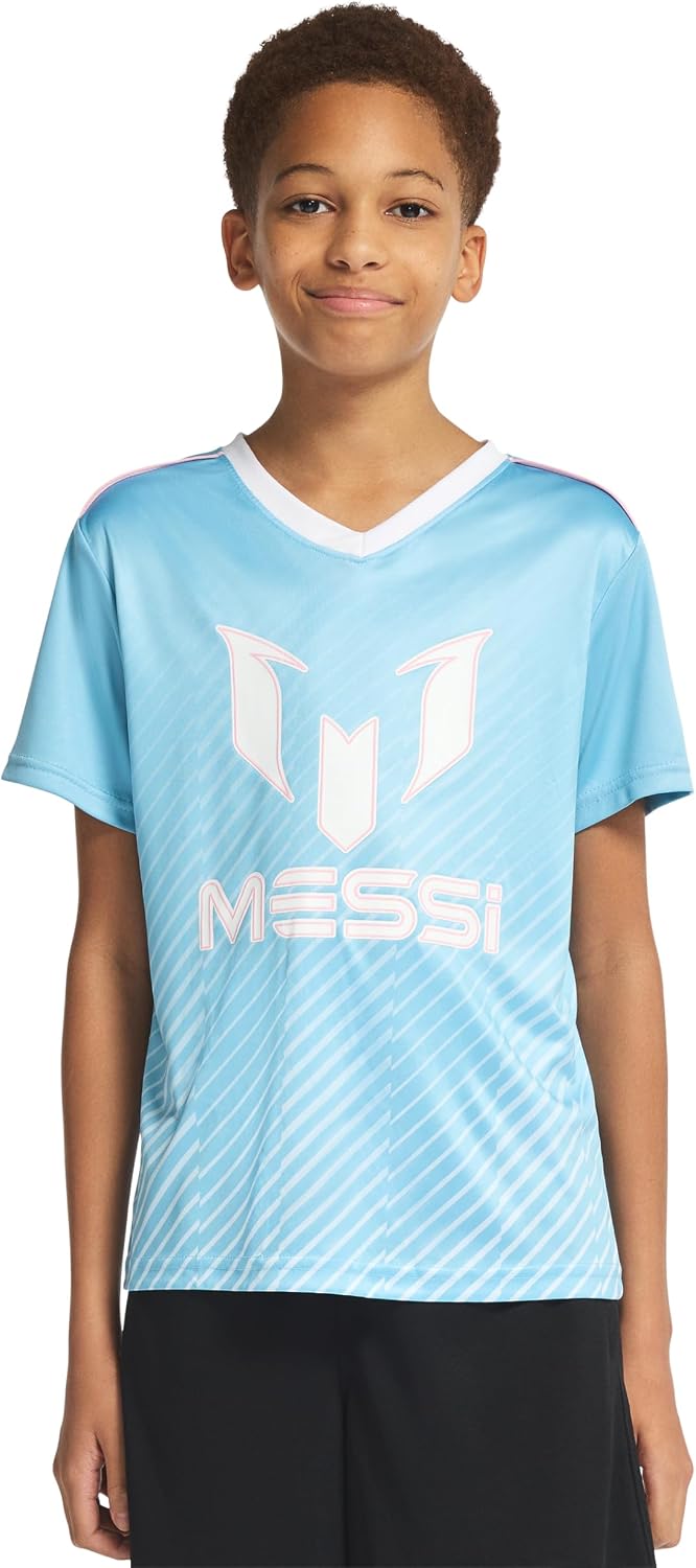 Messi Boys' Lifestyle Short Sleeve Top, Loose-Fit Shirt with Logo, Comfortable, All-Day Wear, S8