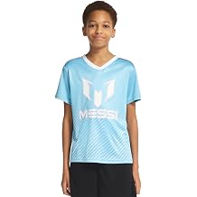 Messi Boys' Lifestyle Short Sleeve Top, Loose-Fit Shirt with Logo, Comfortable, All-Day Wear, M10/12