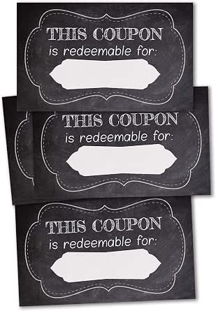 50 Coupon Cards - Gift Certificates and Vouchers for Mom, Wife, Husband, and Business