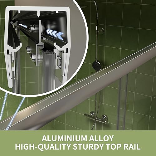 Miniatura 37 de Puerta de ducha deslizante sin marco de 44-48 pulgadas de ancho x 70 pulgadas de alto, puerta de ducha deslizante con vidrio templado SGCC Silding