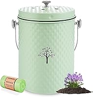 AOSION 1 Gallon Countertop Compost Bin - Odorless Kitchen Composter with Lid, Charcoal Filters & 50 Bags, Green Eco-Friendly Food Waste Bin