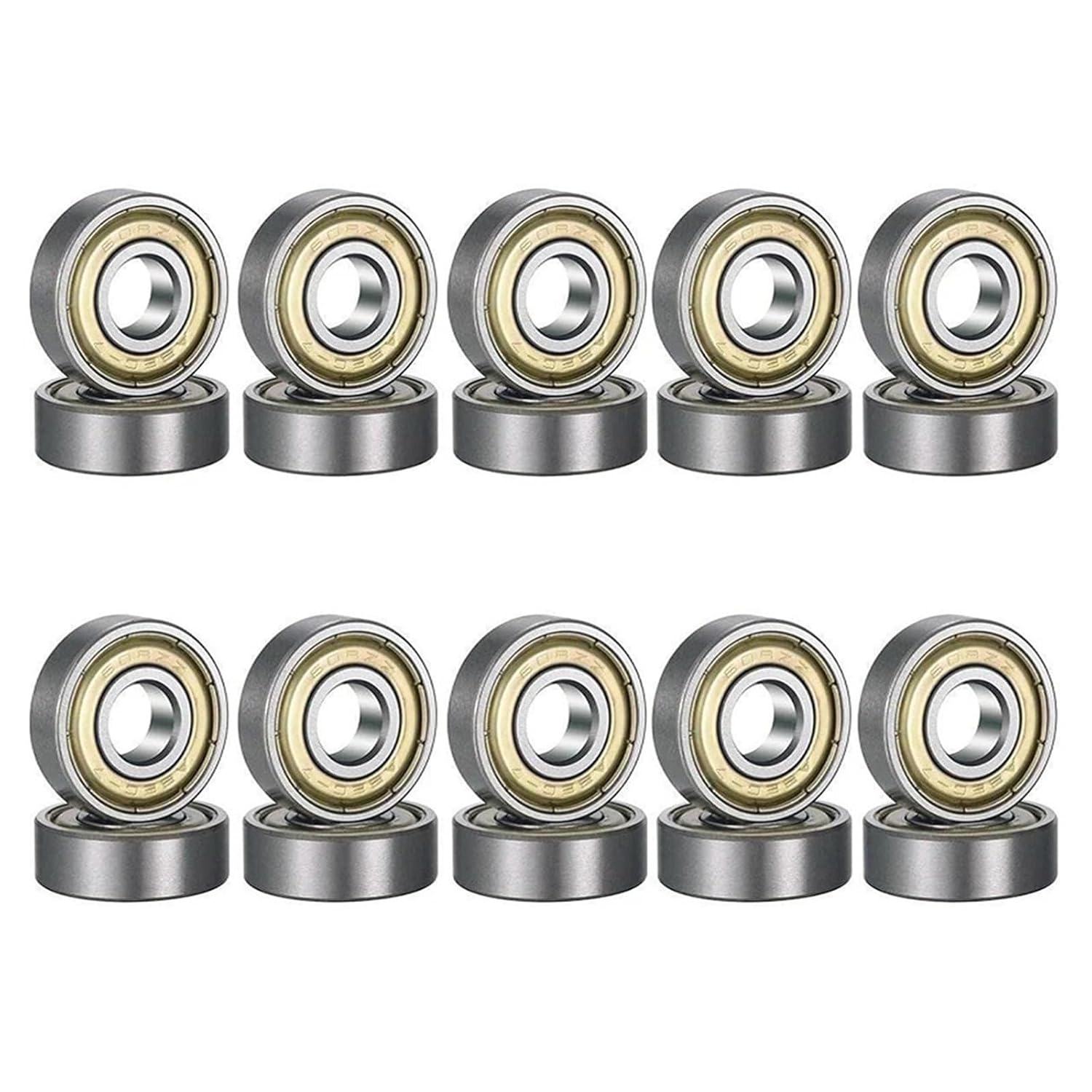 608ZZ Deep Groove Ball Bearing, 8x22x7mm, Double Shielded High-Carbon Steel, ABEC-7 Precision (10PCS)