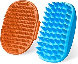 2 x Rubber Cat and Dog Brush - Removes Dirt and Dead Hair, Comfortable Massage with Loop Handle, Suitable for Long and Short Haired Pets