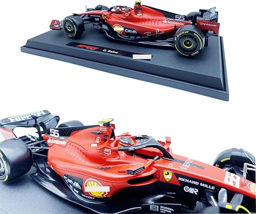 Miniatura 8 de Bburago 1:18 SF23#55 Nuevo modelo de coche 2023 para Ferrari Team Alloy Racing Coche fundido a presión Sainz Signature 1/18 F1 SF23#55 Colección