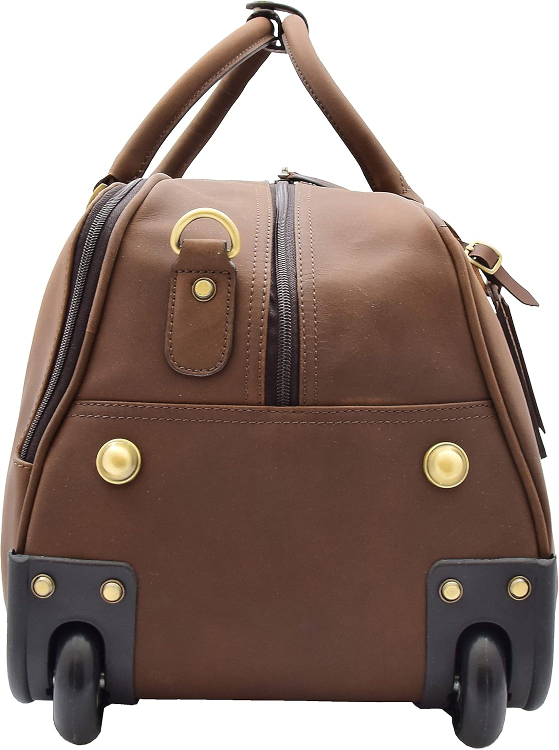 Wheeled Holdall Real Hunter Leather Travel Duffle Cabin Size Rolling Weekend Bag Albert, Brown, M, Leather Holdall With Wheels