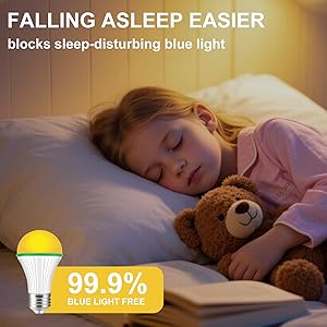 KINUR A15 3W Amber Light Bulbs, Warm Orange Night Lights for Sleep and Baby Nursery - 25W Equivalent, E26 Medium Base, 2-Pack