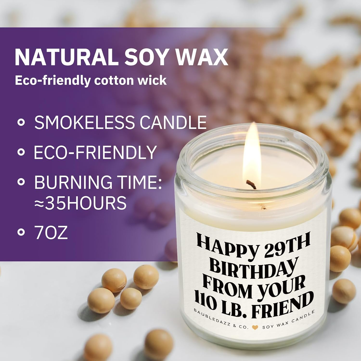 Funny Best Friend Birthday Gifts for Women- Handmade Lavender Candle