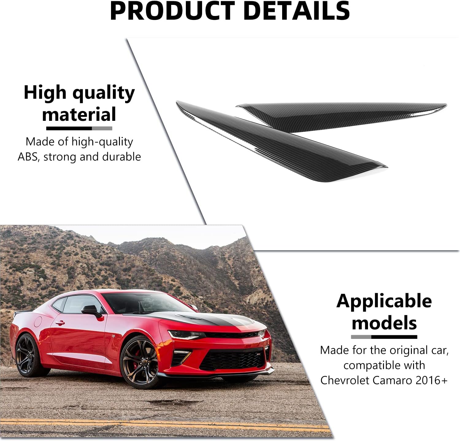 RAZPOY Inner Door Panel Armrest Cover, Interior Door Panel Trim Compatible with 2016-2023 Chevrolet Camaro Interior Accessories, Carbon Fiber