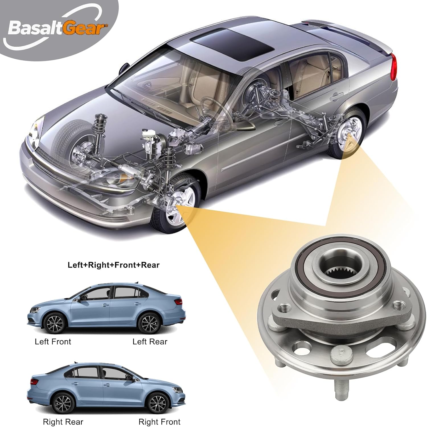 513288 Pair 2 Front/Rear Wheel Hub & Bearing Assembly for Chevrolet Malibu Impala Equinox Buick Regal Lacrosse Cadillac CTS XTS GMC Terrain Saab 9-5