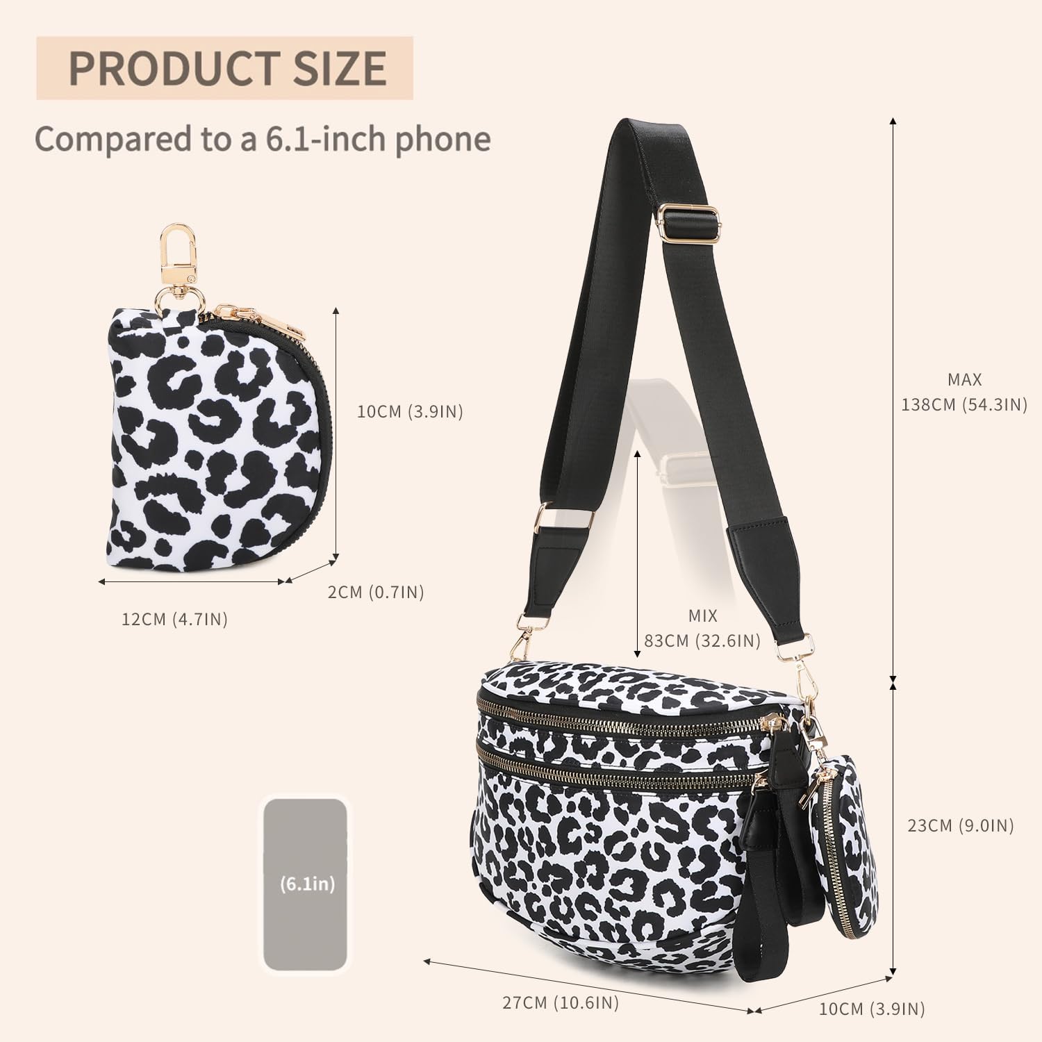 Checkered Crossbody Bum Bag for Women, Spacious Nylon Checkerboard Purse with Removable Wallet, Adjustable Strap, Large Capacity Fanny Waist Packs - Image 5