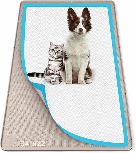Miniatura 15 de Soporte para orina para perros, tapete de silicona para orina de 40 x 28 pulgadas, a prueba de fugas, borde alto, sin derrames, soporte para