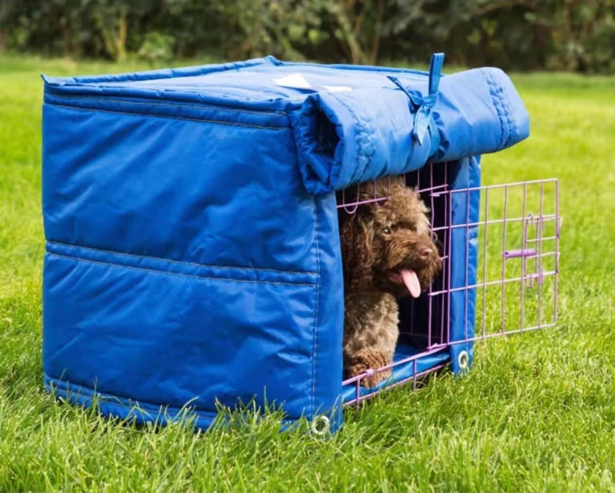 Dog Crate Warm Cover, Animal Cage Winter Warm Blanket,Outdoor Use for Stray Cat and Dog Windproof and Rainproof Cover Cold(Blue,Small)