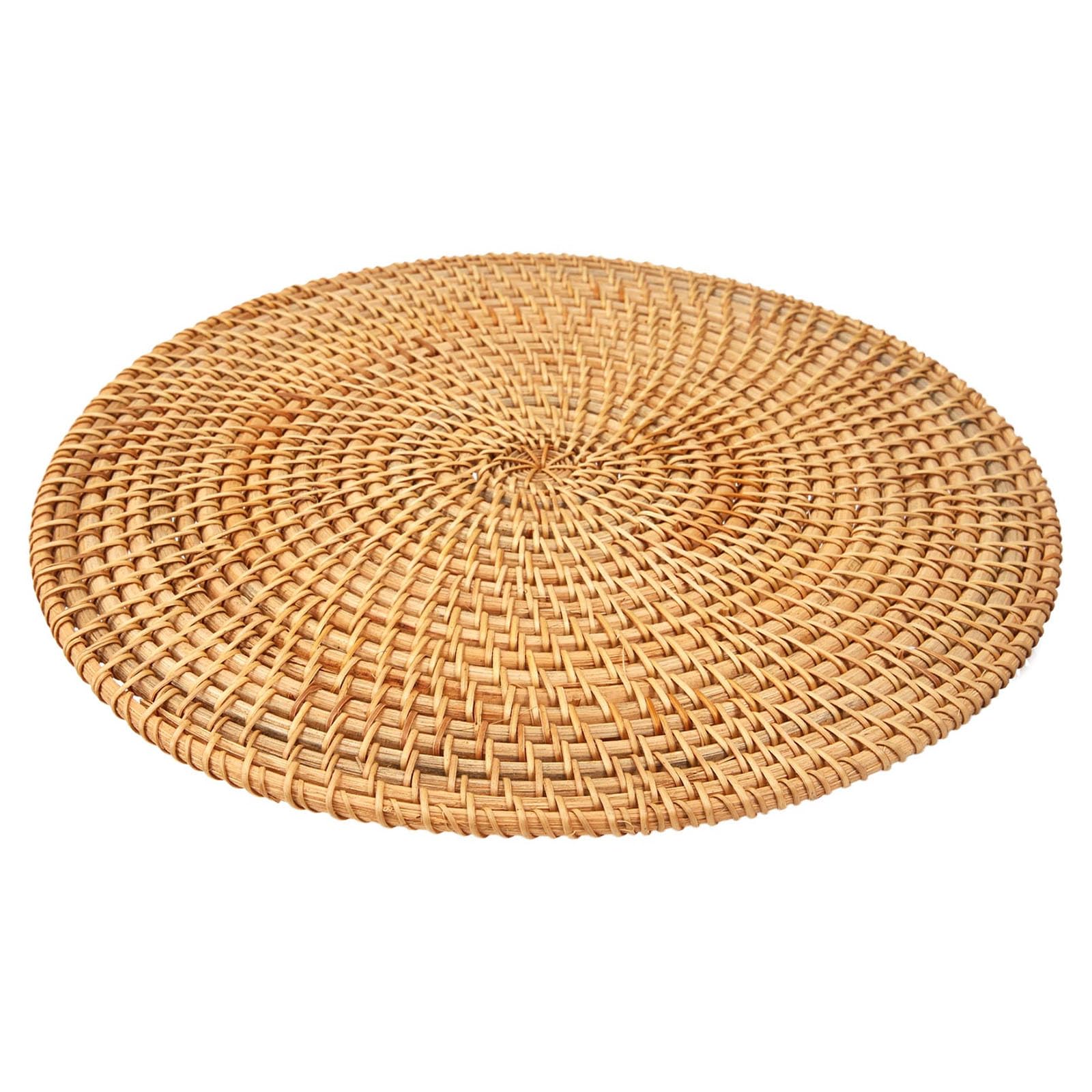 Natural Rattan Woven Placemats Multifunctional Heat Insulated Pad Round Tableware Mats Dining Table Supplies Place Mat Natural Table Mat