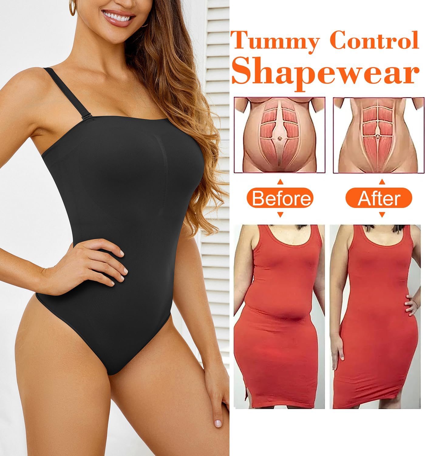 Strapless Shapewear Bodysuit for Women Tummy Control Shapewear Seamless Full Body Shaper - Image 4