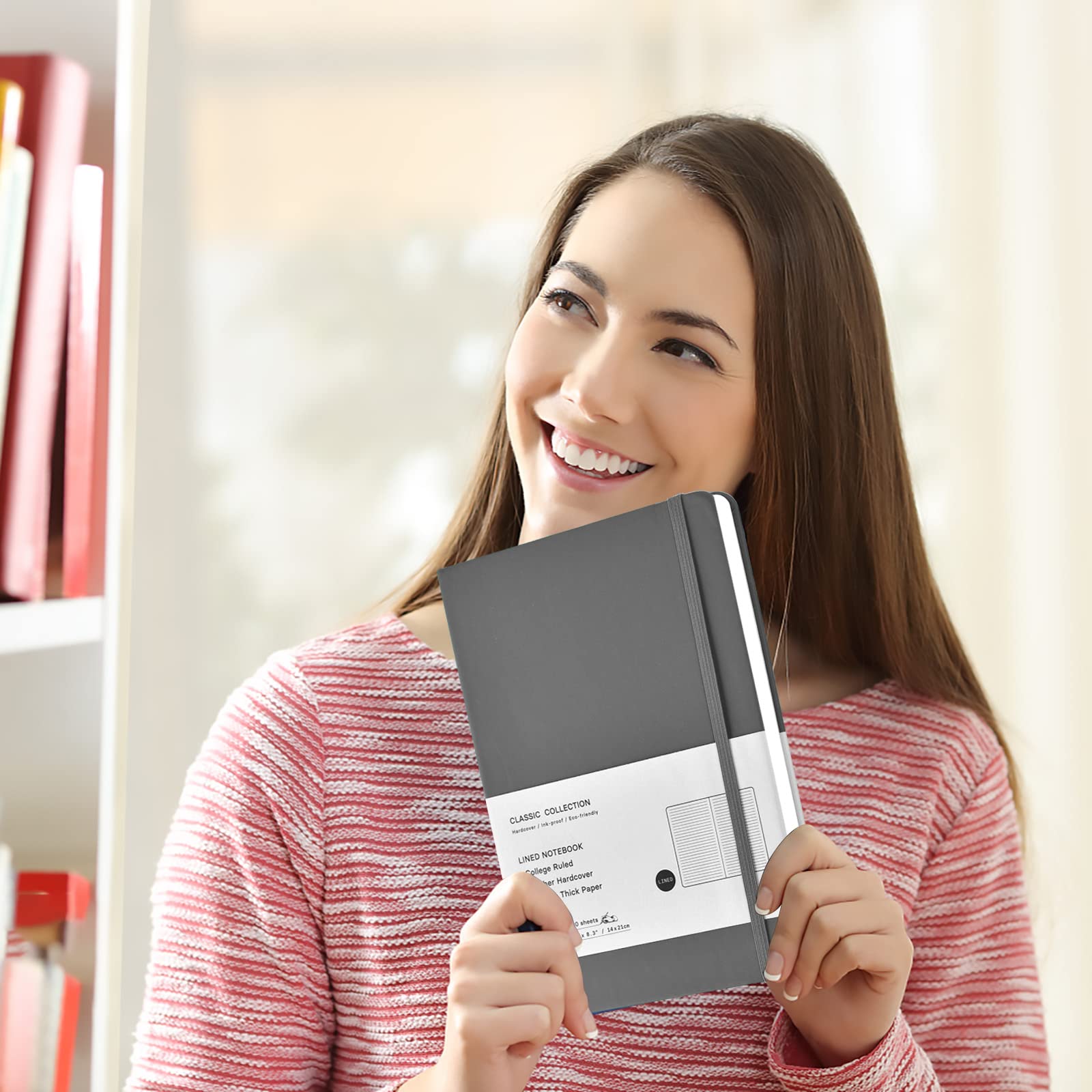 24 Stück A5 Tagebuch-Notizbücher, klassisch, liniert, Hardcover, Kunstleder, liniert, Tagebücher für Büro, Zuhause, Schule, Business, 21,1 x 14 cm, 100 g/m² dickes Papier, 160 Seiten (grau)