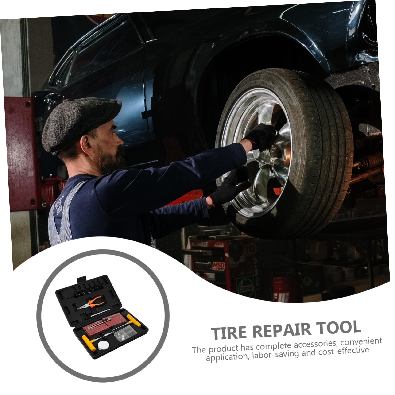 Cabilock Autoreifen Reparaturset aus Stahl Leicht und Tragbar und 100 Stück Gummi Aluminiumlegierung Kunststoff für Autoreparatur