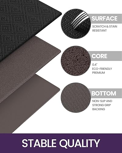 Miniatura 7 de DEXI Tapete de cocina antifatiga, acolchado, antideslizante, impermeable, cómodo de pie, para cocina, 17 x 29 pulgadas, color negro