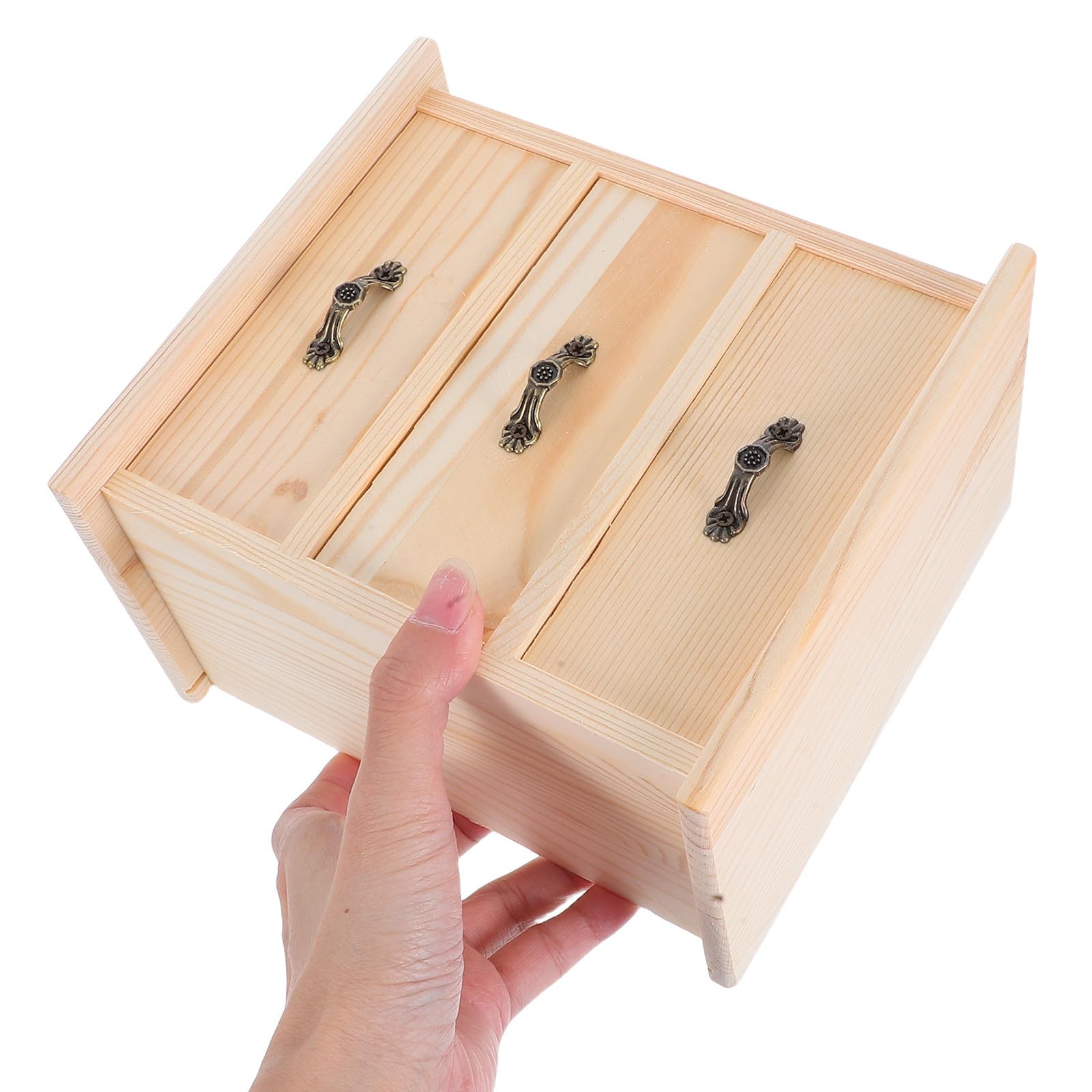 CLISPEED 2 Piezas Organizador de Escritorio de Madera Tres Niveles y Cajones, Caja de Almacenamiento Multifuncional para Oficina, Diseño Moderno y Sencillo