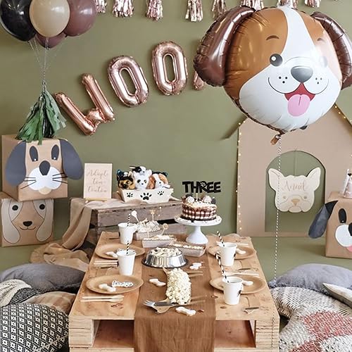 Miniatura 7 de 1 pieza de decoración de tres pasteles con purpurina negra con pata de perro de 3 años de edad, decoración para cachorros, perros, Let's Pawty para