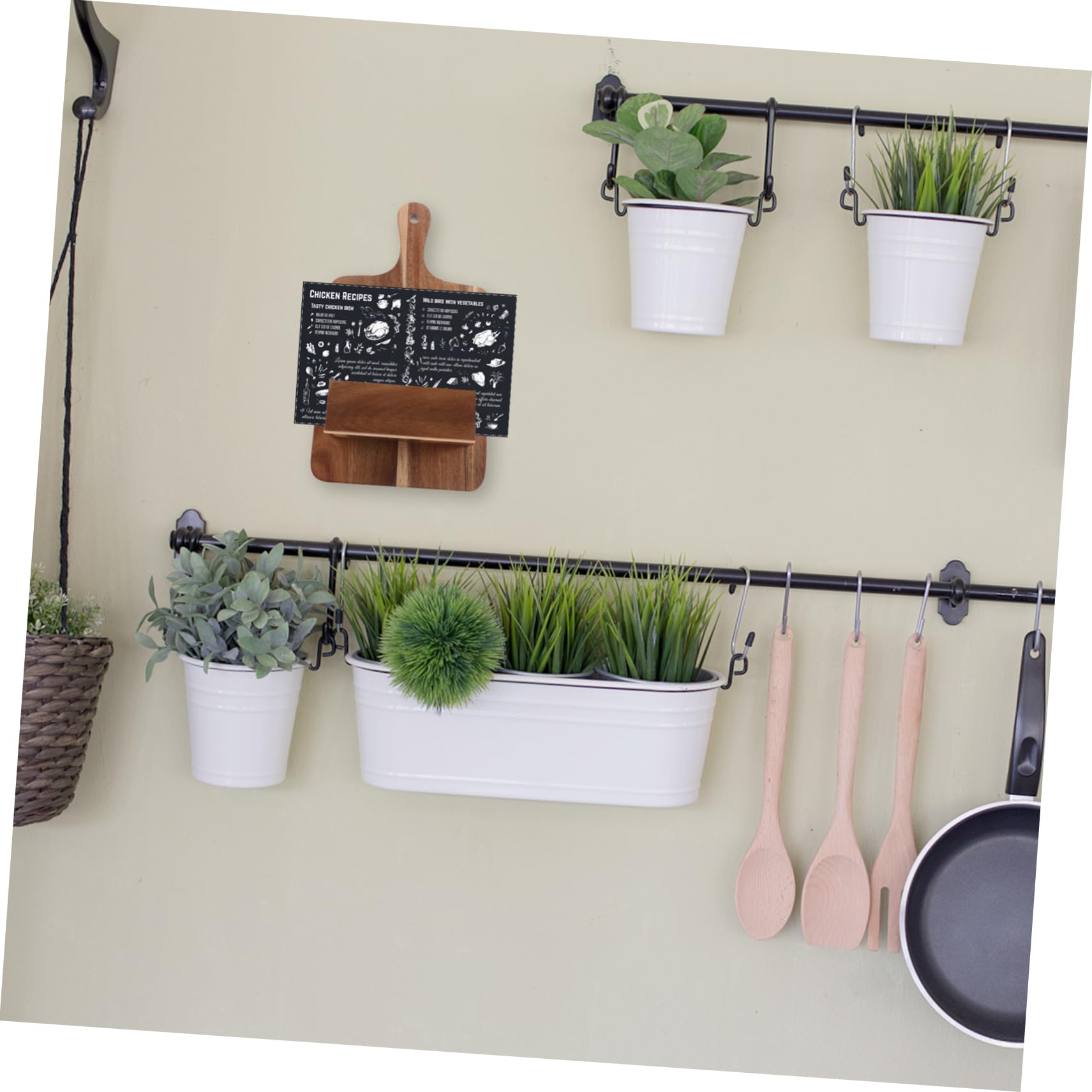 Ciieeo Porta Ricette da Cucina Scaffale Elegante da Parete Supporto Stabile in Legno Marrone e Design Salvaspazio per Menu e Libri di Cucina e Casa