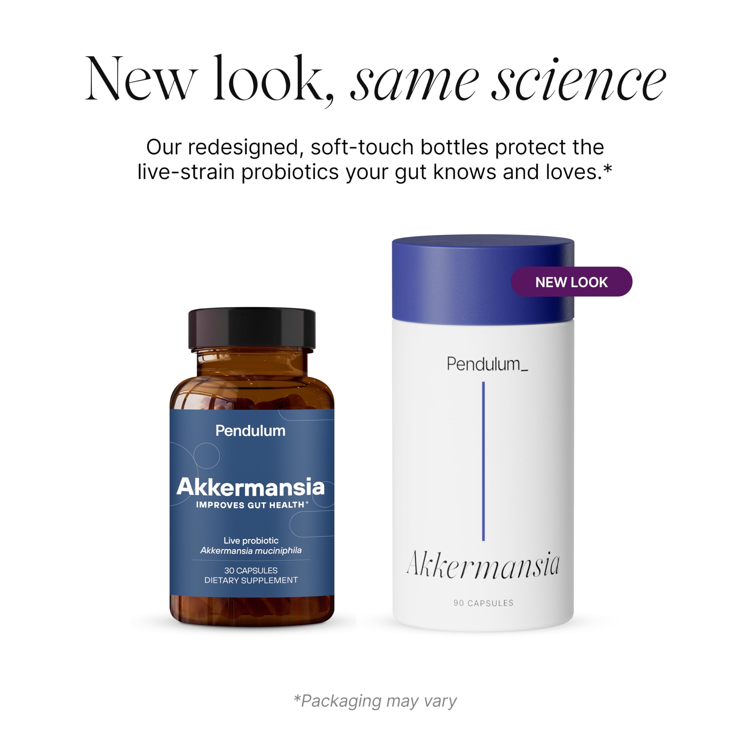 Pendulum Akkermansia Probiotic with Prebiotic Fiber - Delayed Release Capsules, Third-Party Tested, Authentic 100M AFU Live Strain for Gut Health & GLP-1 Support for Men & Women (90 Capsules, 1-Pack)