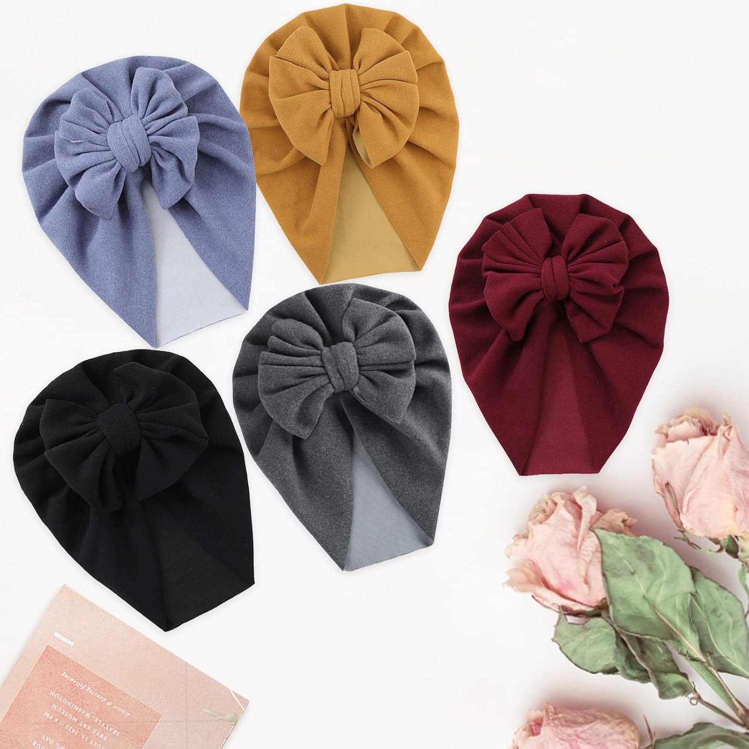 Newborn Baby Hat Infant Girls Big Bow Knit Headbands Head Wrap Oversized Bow Beanie
