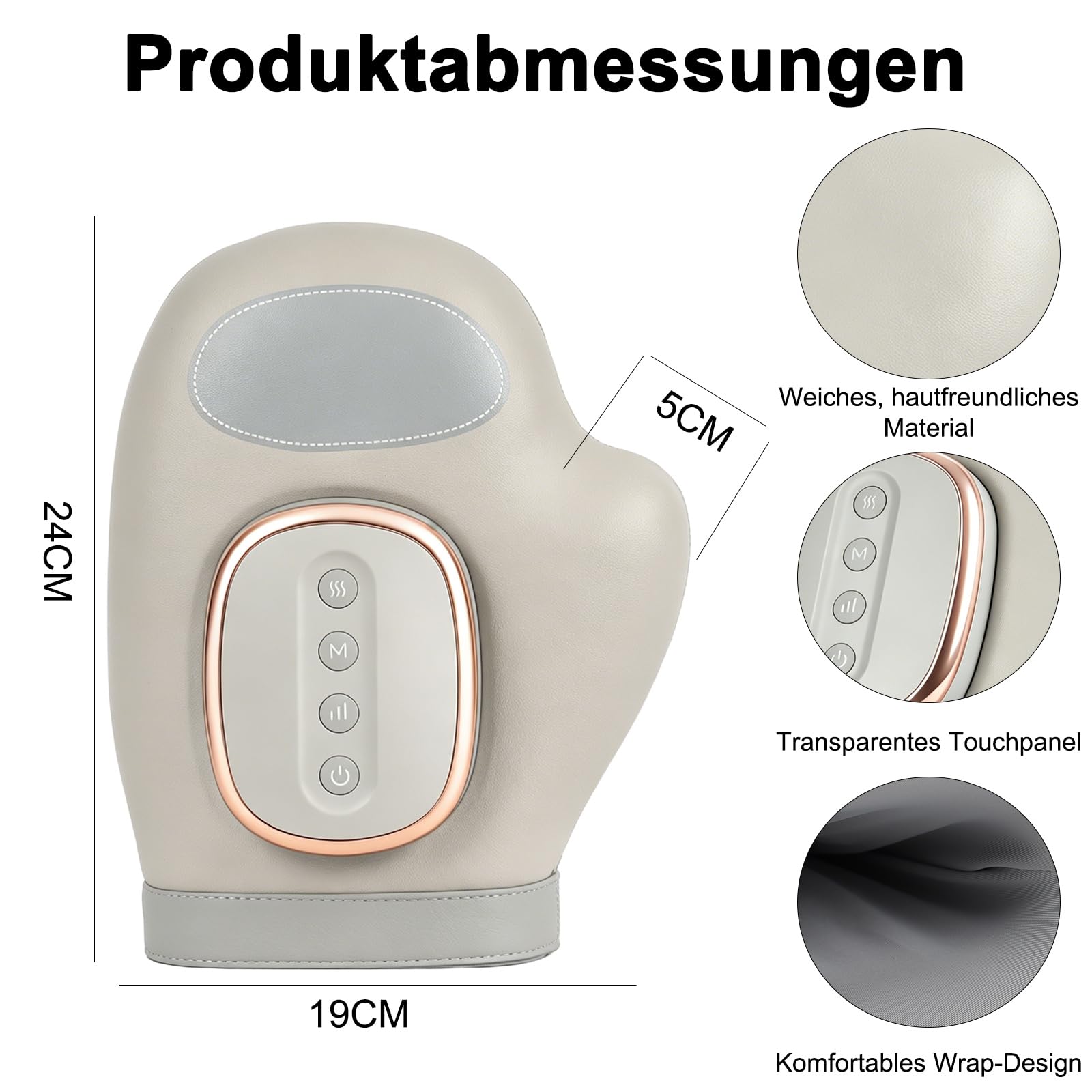 Handmassagegerät mit wärmefunktion - Wireless hand massagegerät, 3 Massagemethoden, 5 Druck und Luftdruckfunktionen, Elektrische hand massager, ideale Geschenke für Damen Herren