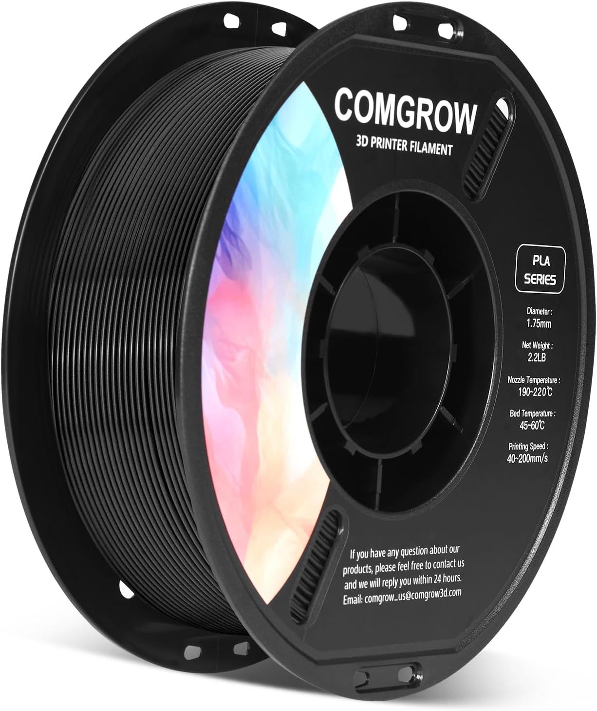 Comgrow 3D Printer PLA Filament 1.75mm 1KG Spool Black