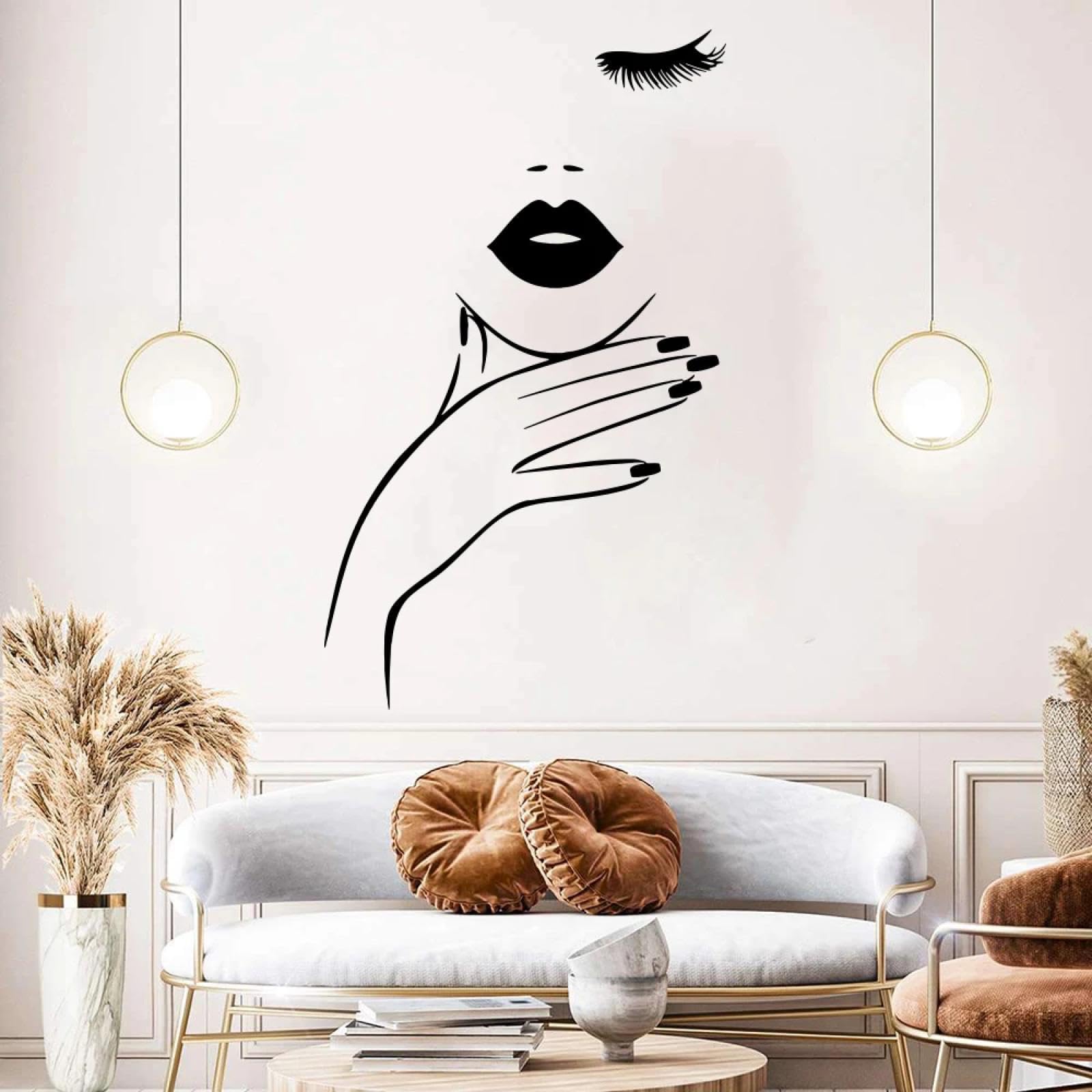 YOUOUSI Nail Salon, Hair Salon, Makeup Studio wall Decals Featuring Beautiful Girls with Hands, Lips, and Eyelashes.