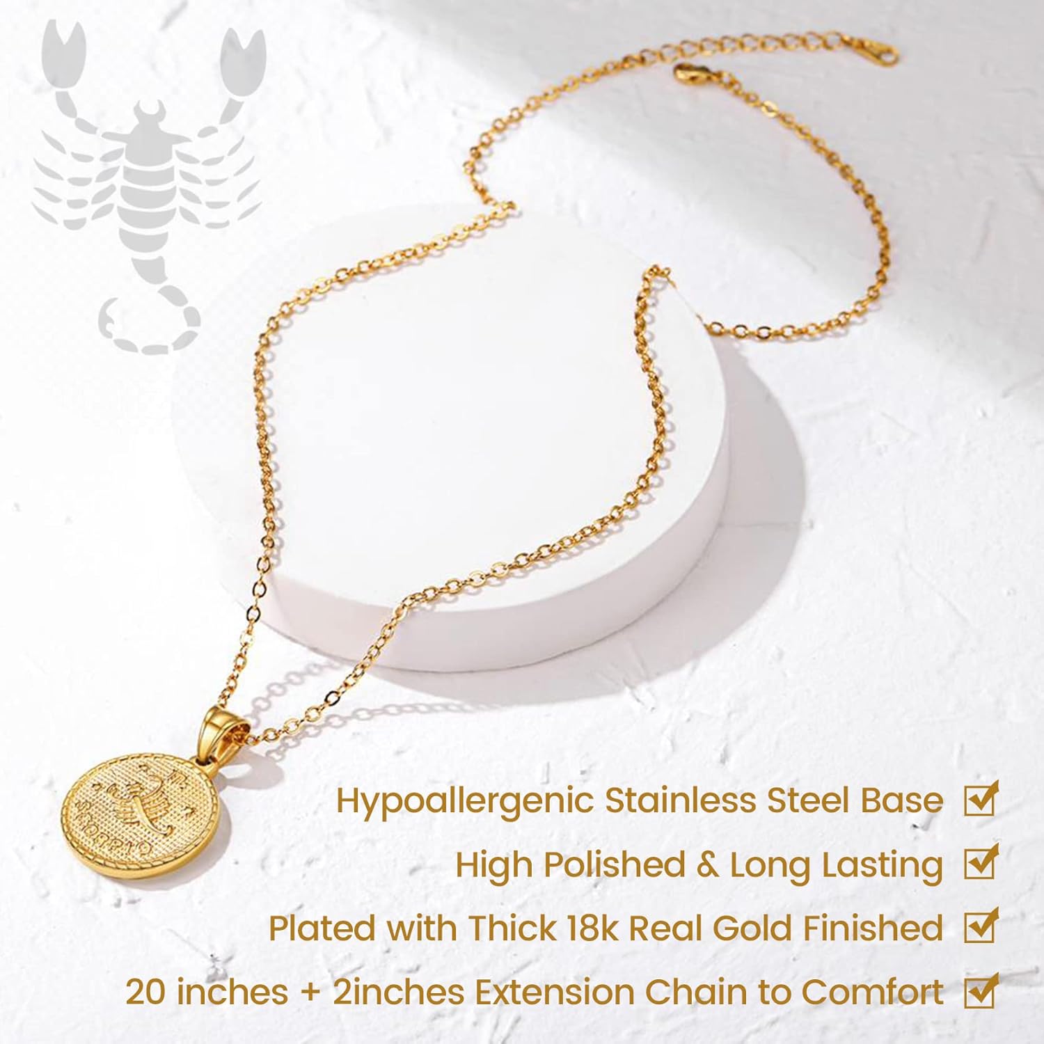 GOLDCHIC JEWELRY Gold Zodiac Necklace for Women Men, Constellation Coin Horoscope Astrology Pendant Necklaces Lucky Jewelry - Image 4