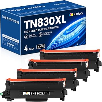 TN830XL Toner Cartridge High Yield Replacement for Brother TN830XL TN-830XL HL-L2460DW HL-L2405W MFC-L2820DW Printer, TN830XL 4PK Black