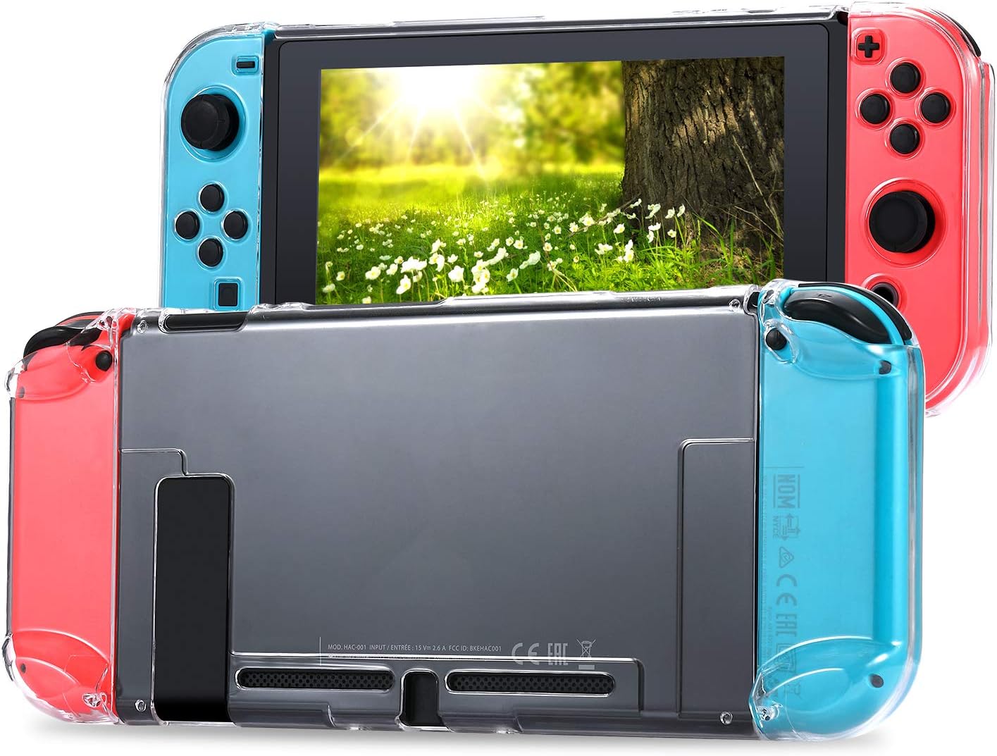 Tasikar Dockable Protective Case Compatible with Nintendo Switch Separable Crystal Clear Case Compatible with Nintendo Switch Console and Joy Controllers (Clear)