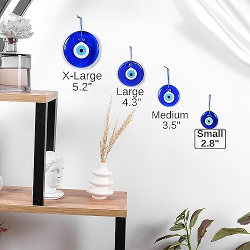 Miniatura 3 de BCS Decoración azul contra el mal de ojo de 2.8 pulgadas, adorno colgante de pared hecho a mano con amuleto turco griego de Nazar de buena suerte y