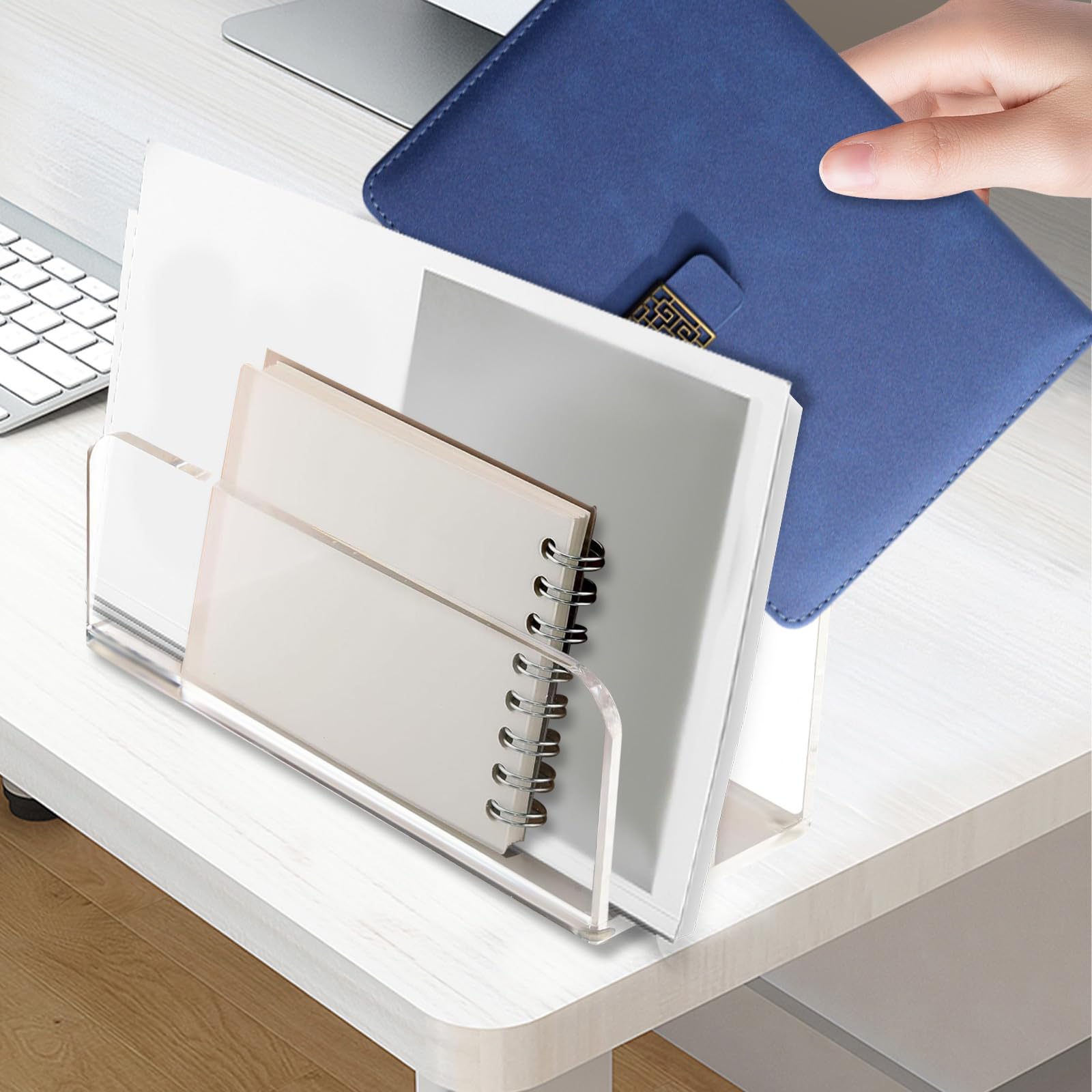 Lot de 2 organiseurs de courrier pour bureau, 2 sections en acrylique transparent, trieur de courrier vertical, moderne, pour la maison, le bureau, les enveloppes, les documents