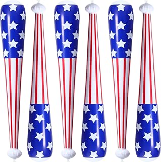 6 Pack Baseball Bat Inflates, 33 Inch Inflatable Flag Pool Toys, Carnival Prizes American Flag Inflatable Bat 4th of July Party Favors for Sports Theme Toy Party Supplies Birthday Party Decorations