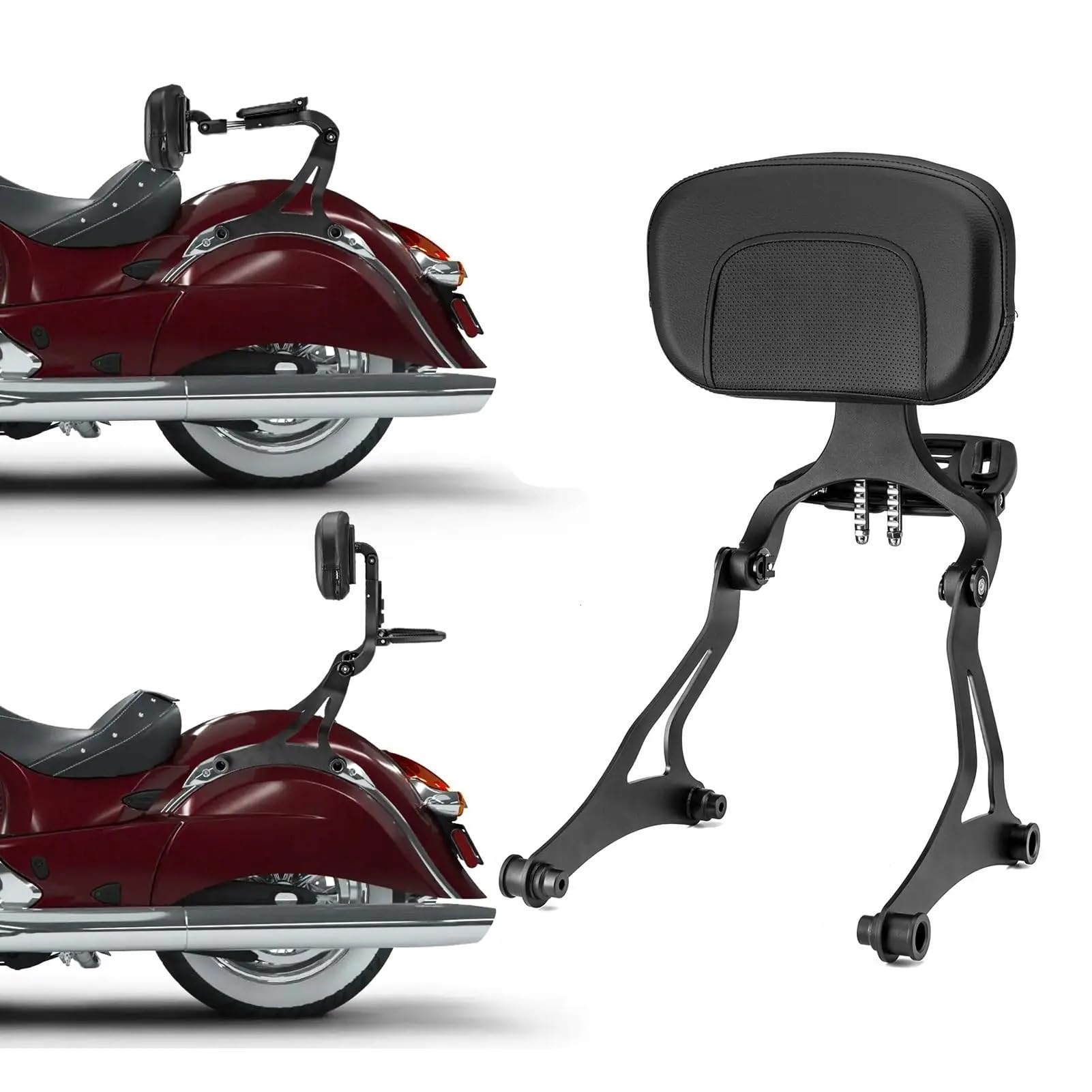 Odłączane oparcie fotela pasażera oparcie Pasuje do indyjskiego wodza Dark Horse Vintage Challenger Springfield 2014-2024 regulowane oparcie Sissy Bar(Chrome)