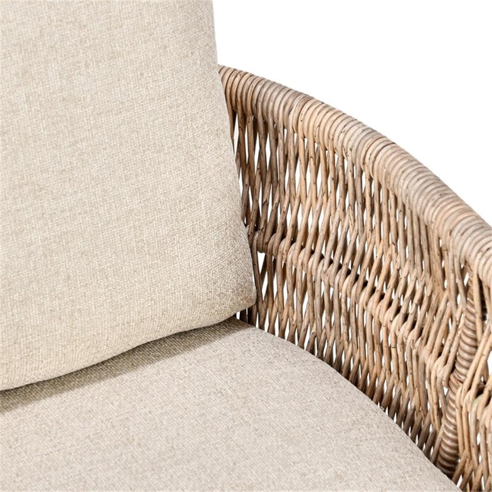 Pemberly Row Outdoor Solid Wood Accent Chair, Natural Tone, 30.75Wx31Dx25.25H, Weather-Resistant Upholstery, Removable Cushions, Tapered Legs with Floor Protectors, Patio Deck Balcony Seating