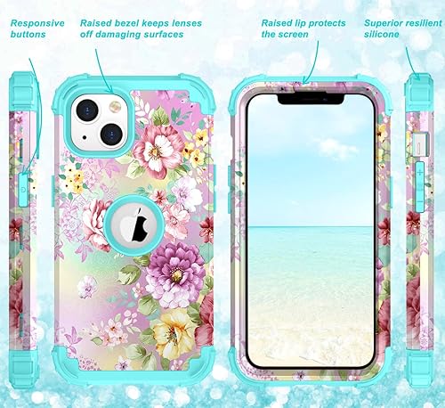 Miniatura 3 de Hocase Funda para iPhone 13, con 2 protectores de pantalla y 1 protector de cámara, silicona suave resistente a prueba de golpes, funda protectora
