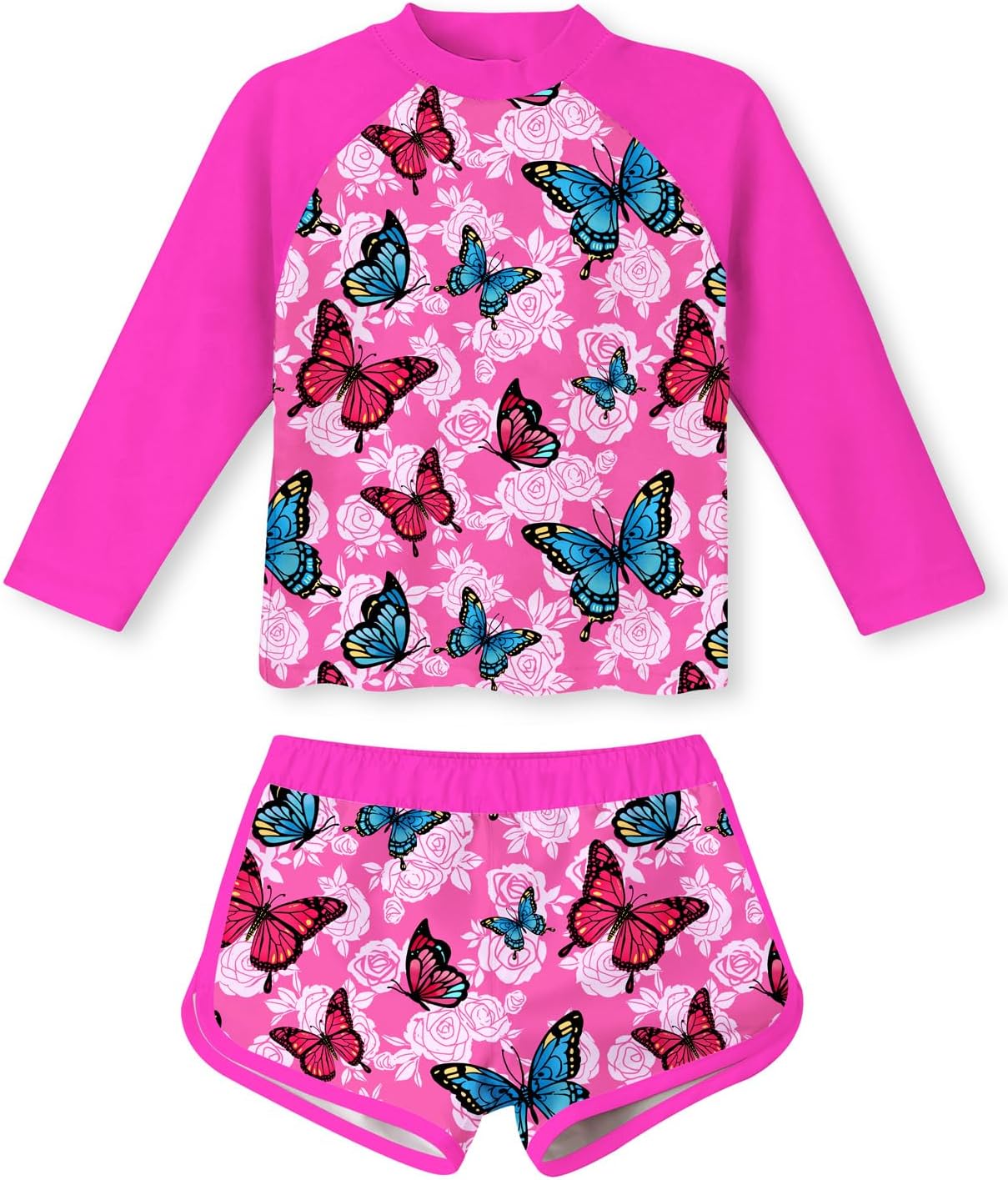 Vogseek Girls Rash Guard Two Pieces Swimsuit Long Sleeve Bathing Suit for 3-10 Years