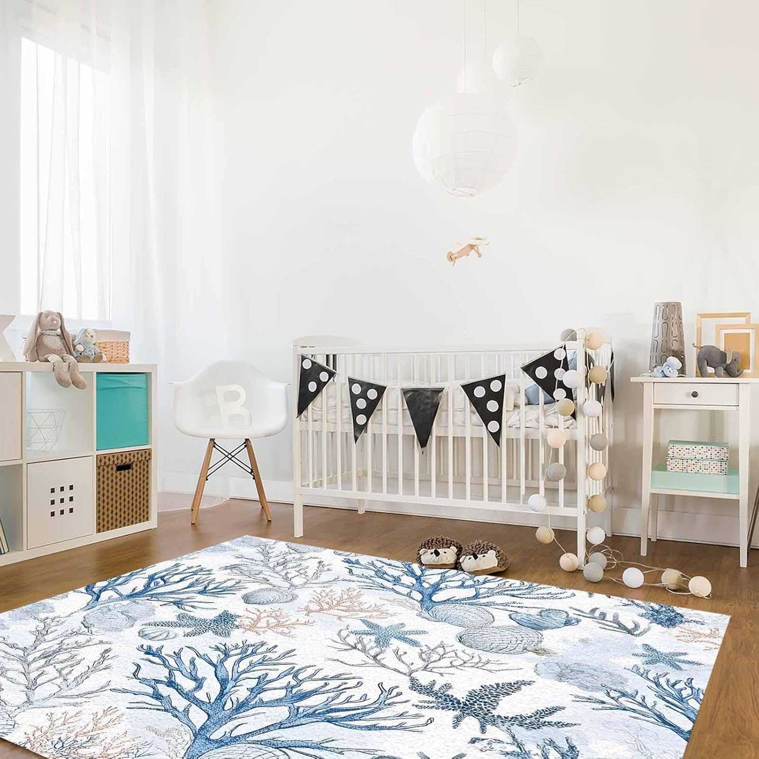 Summer Marine Coral 2x3ft Large Area Rugs for Living Room, Ocean Shell Collection Area Runner Rugs Non Slip Bedroom Carpets Hallways Rug, Outdoor Indoor Nursery Rugs Décor