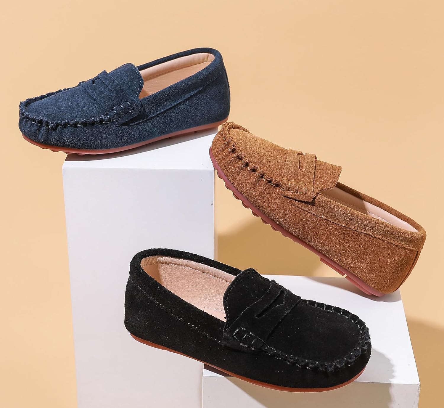 DADAWEN Kids' Soft Suede Slip On Loafers - Image 7