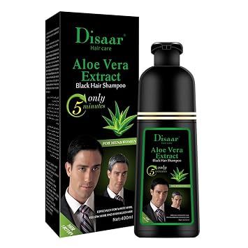 DISAAR Beauty Dye Black Hair Shampoo 5 Minutes Only Dying White Grey Yellow Damaged Hair Lasts Up To 4 Weeks Hair Care 400ml / 13.52fl.oz