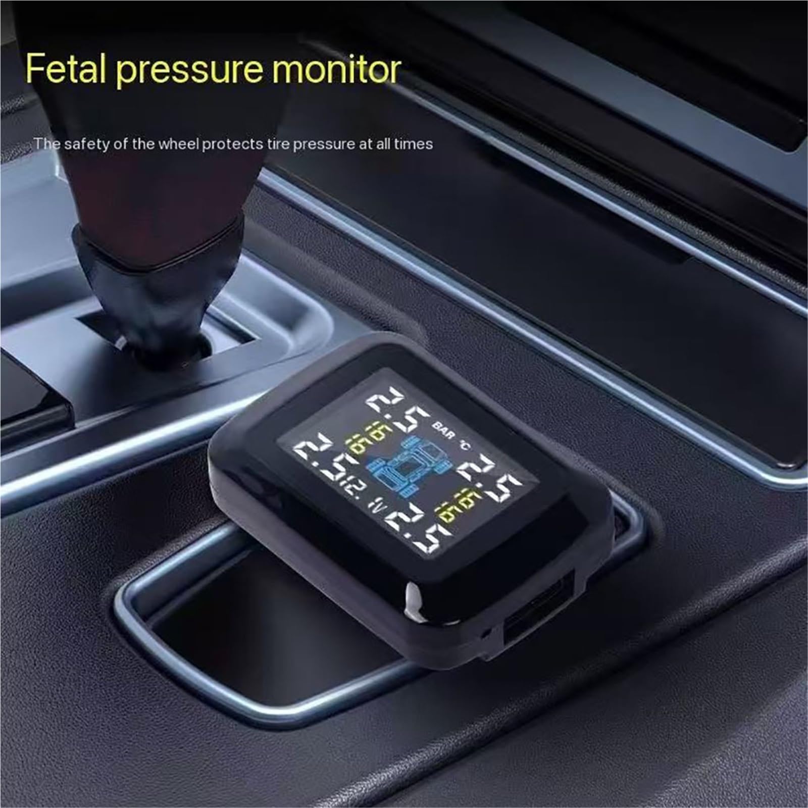 Sensor de Presión de Neumáticos Monitoreo Presión Neumáticos TPMS para Automóvil, Presión Aire Neumáticos, Indicador Temperatura, Advertencia para 4 Sensores(Internal Sensor)
