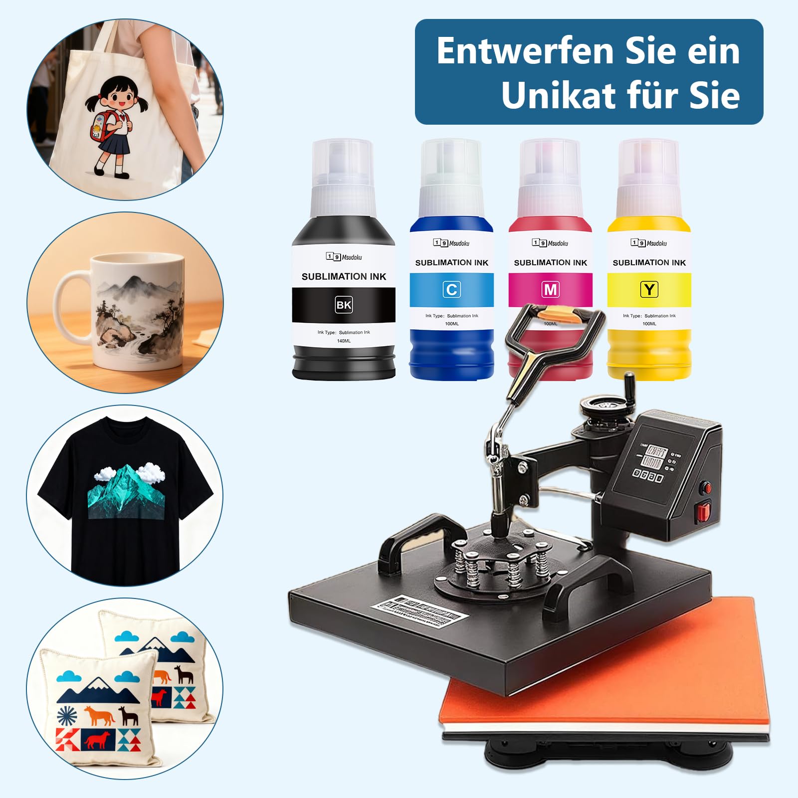 Atrament Sublimacyjny 440ML Kompatybilny z Epson E104 E102 Drukarką | Kompatybilny z ET-2870 ET-4810 ET-4800 ET-2815 ET-2810 ET-2820 ET-2830 2850 2856 do Termotransferowych Koszulek Ceramicznych