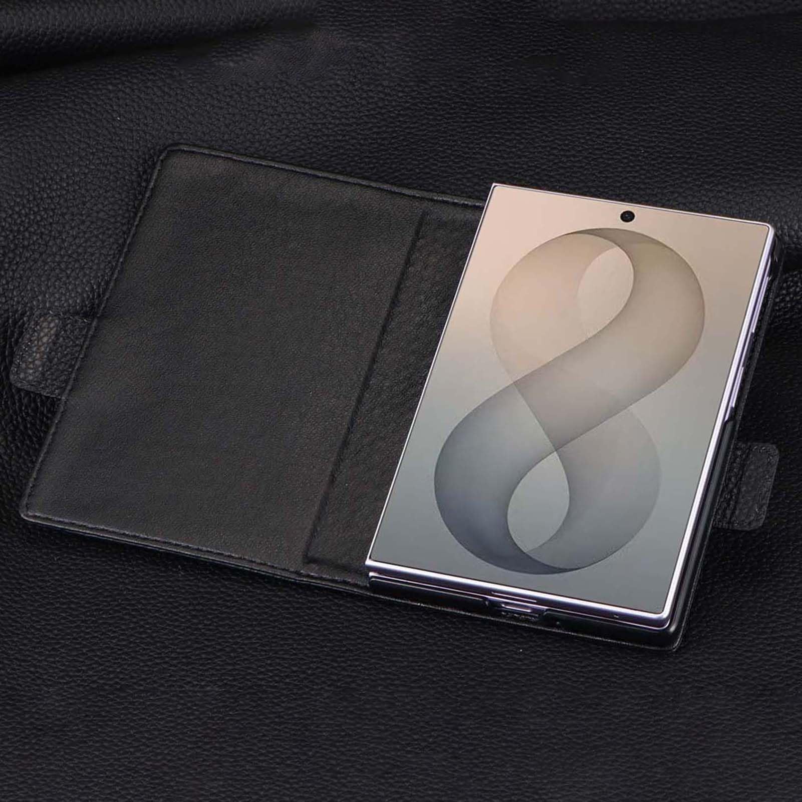 Cuero Genuino Funda para Samsung Galaxy Z Fold 8, Patrón Cocodrilo