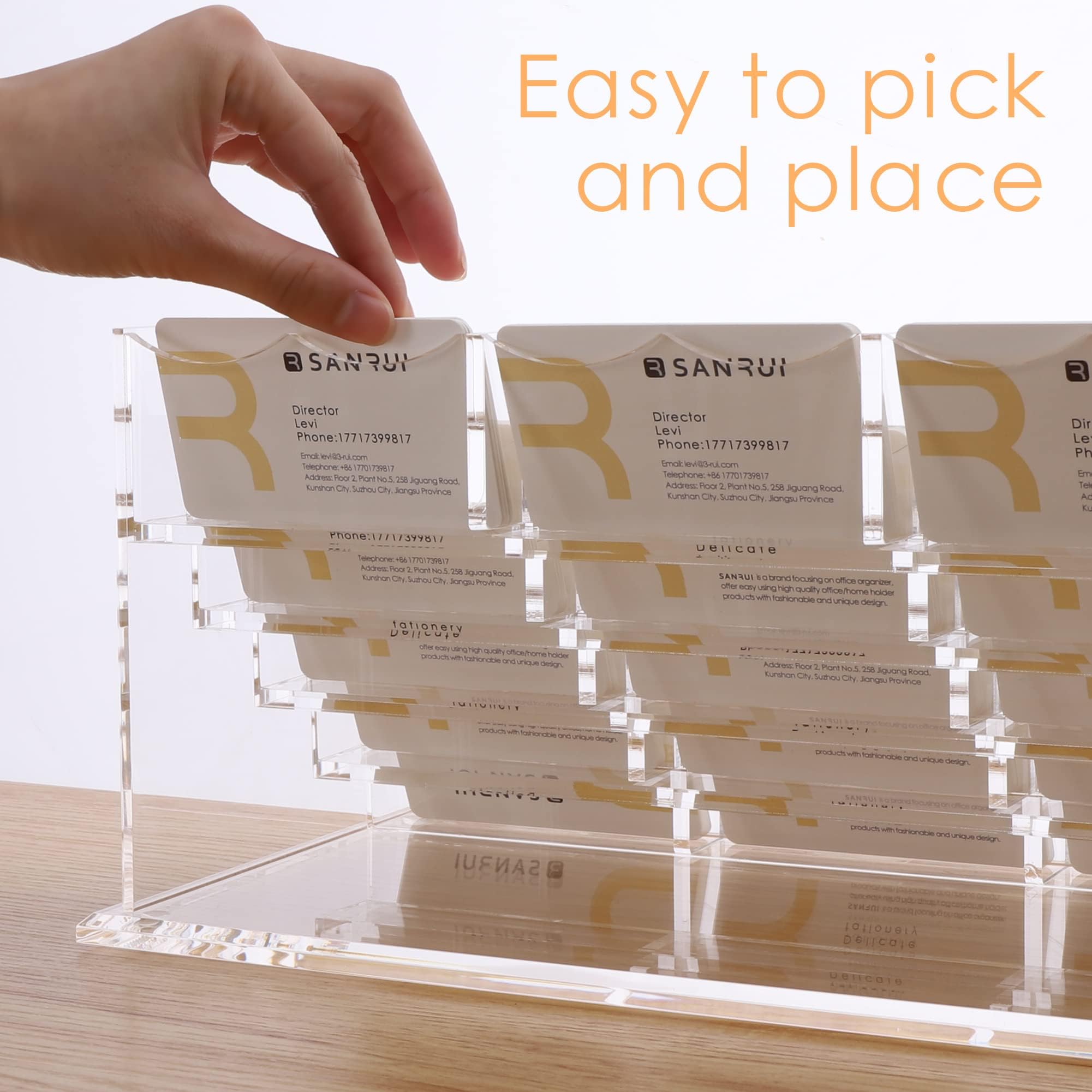 SANRUI Clear Business Card Holder Stand for Desk Acrylic Desktop Horizontal Display Name Cards Holders Organizer Storage Rack,for Exhibition Home - Image 3