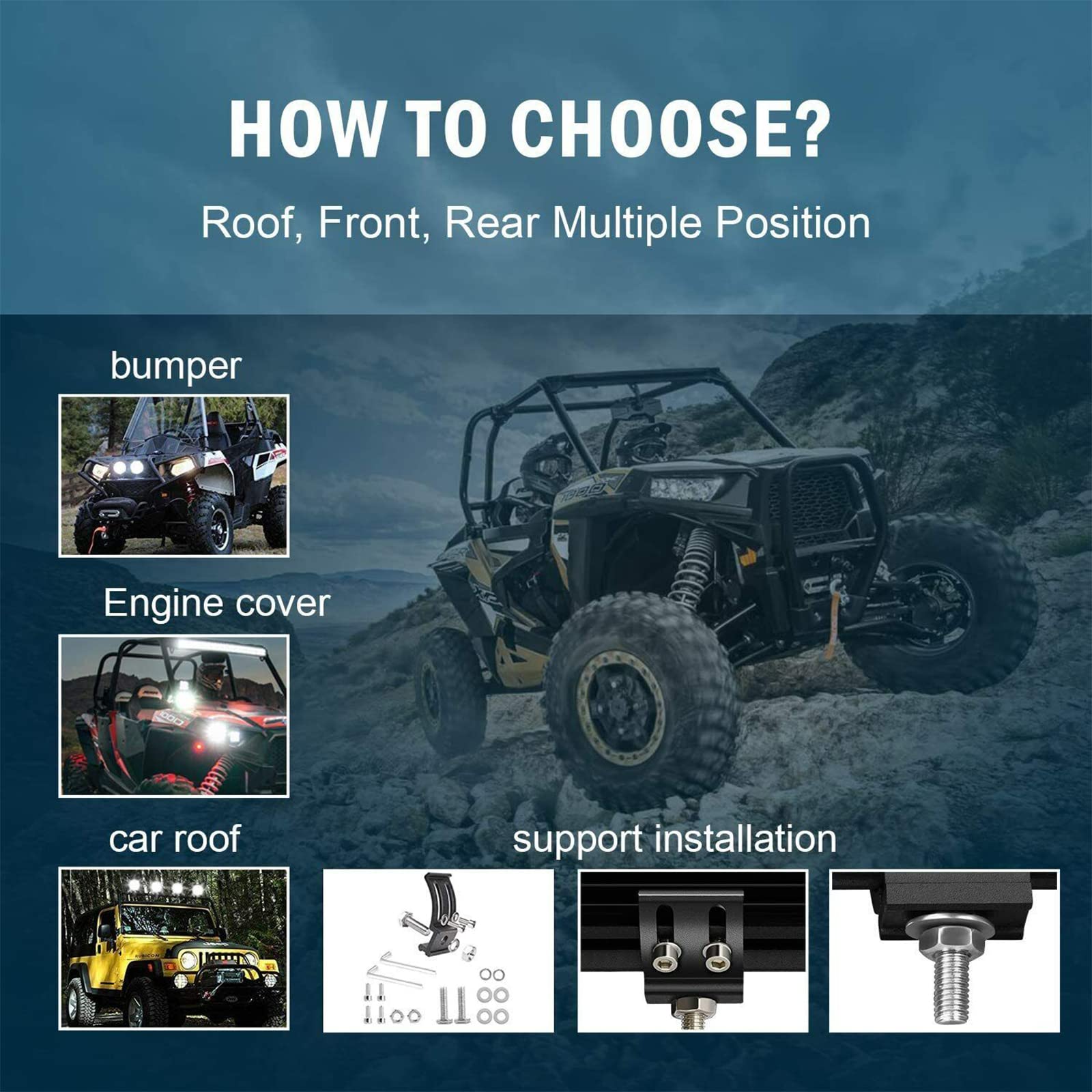 PICAA 2x 7 cali 120W listwa świetlna LED 4x4 z zestawem wiązki przewodów 12V, potrójne rzędy punktowe i powodziowe światła robocze, wodoodporna lampa przeciwmgielna do samochodów terenowych ciężarówek