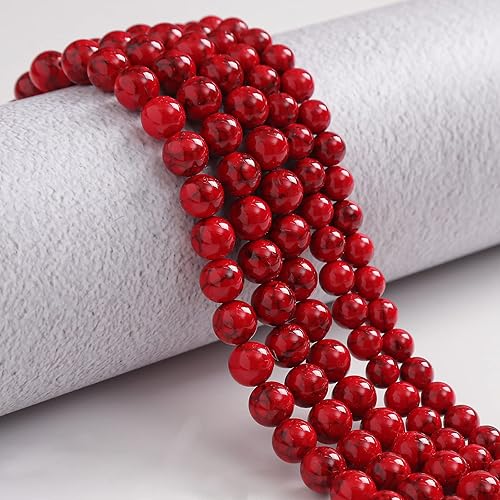 Miniatura 2 de 60 cuentas sueltas de turquesa roja de 0236in para hacer joyas cuentas semipreciosas naturales redondas lisas espaciadoras de piedras preciosas para