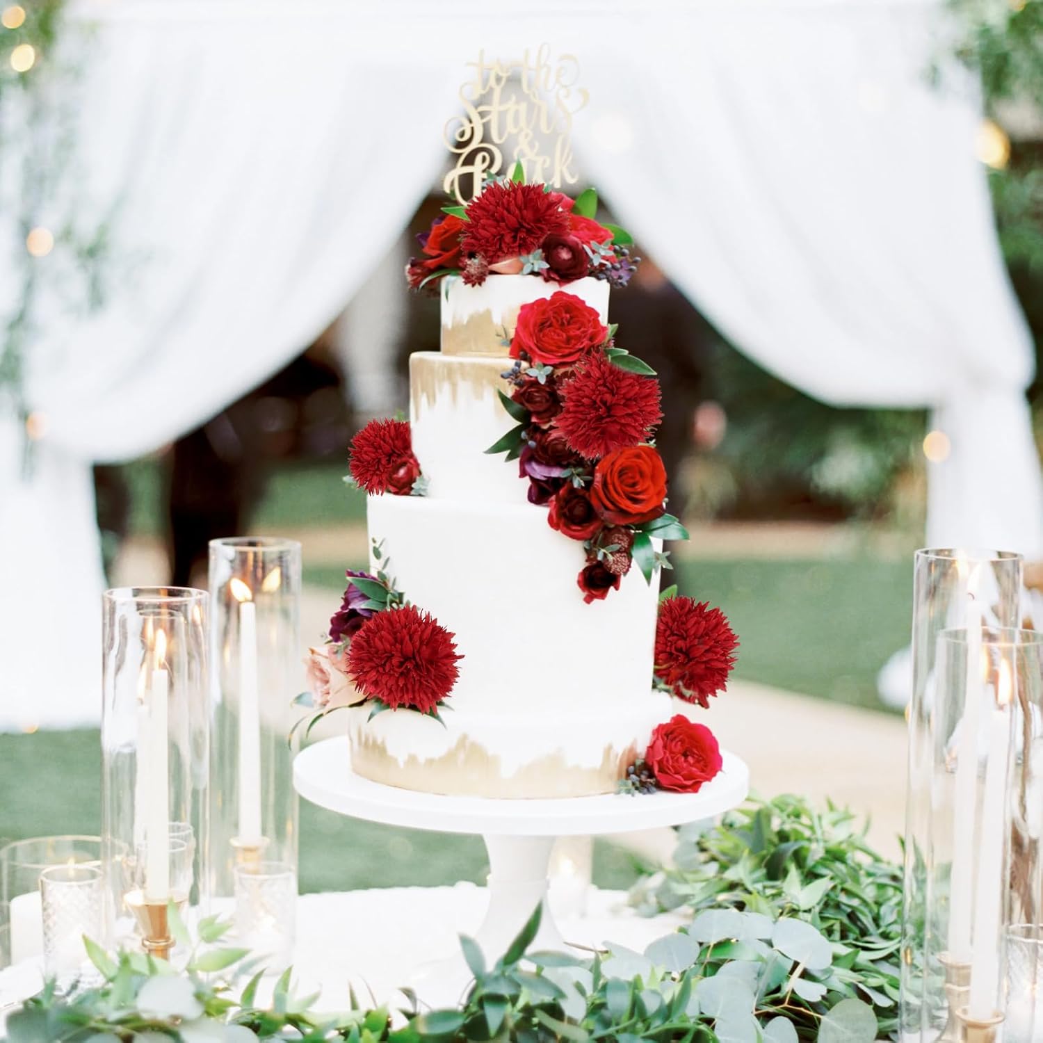 IPOPU 12PCS Chrysanthemum Flowers Artificial 17.3’’ Red Fake Mums Faux Silk Flowers with Stems for Wedding Bouquets Home Dining Table Party Garden Decor(Red) - Image 4