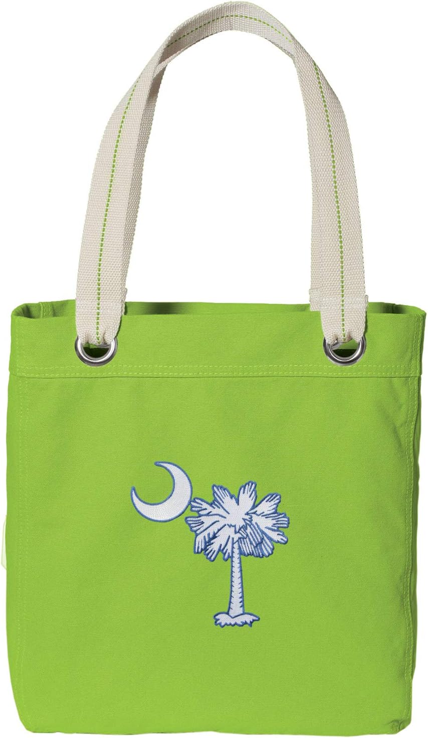 Broad Bay South Carolina Palmetto Tote Bag RICH Dye Washed COTTON CANVAS FASHION LIME